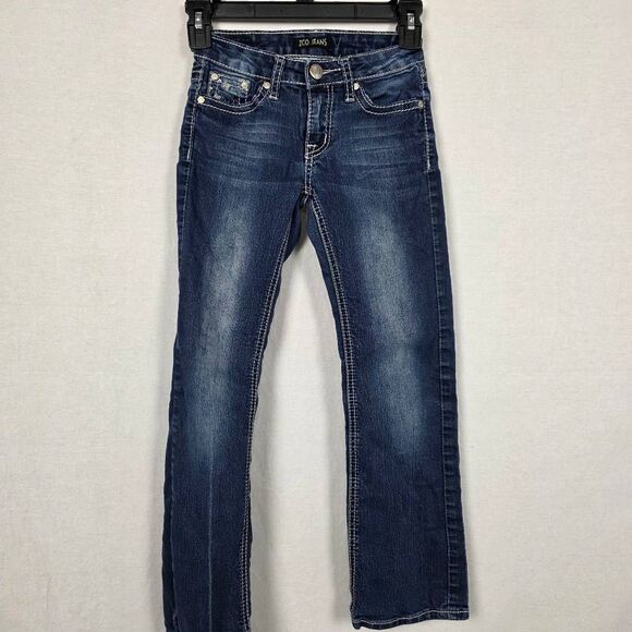ZCO Girls Jeans Size 8 Bootcut Embroidered Pockets Stretch Denim - Picture 2 of 10